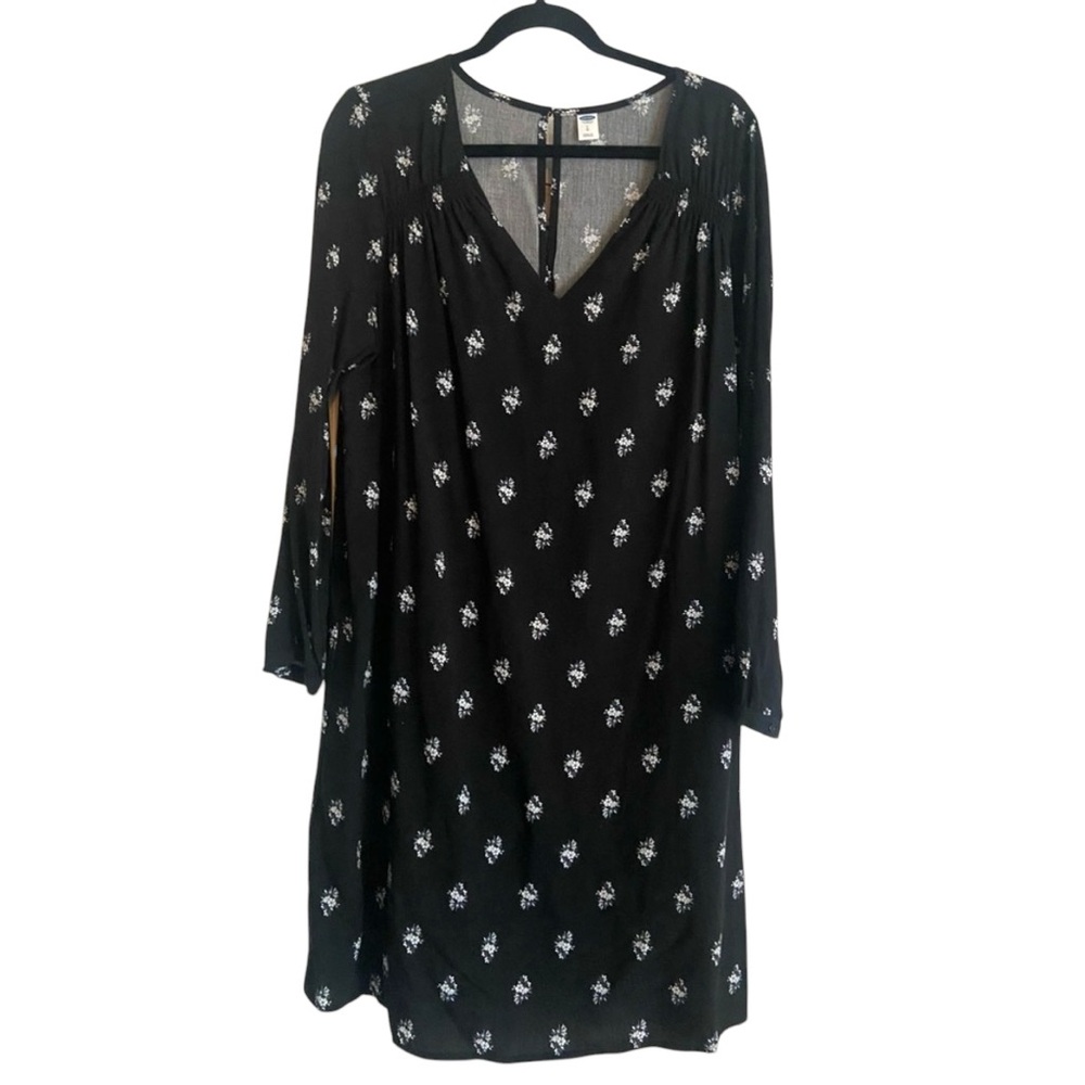 Old Navy Black & White Floral Dress Midi